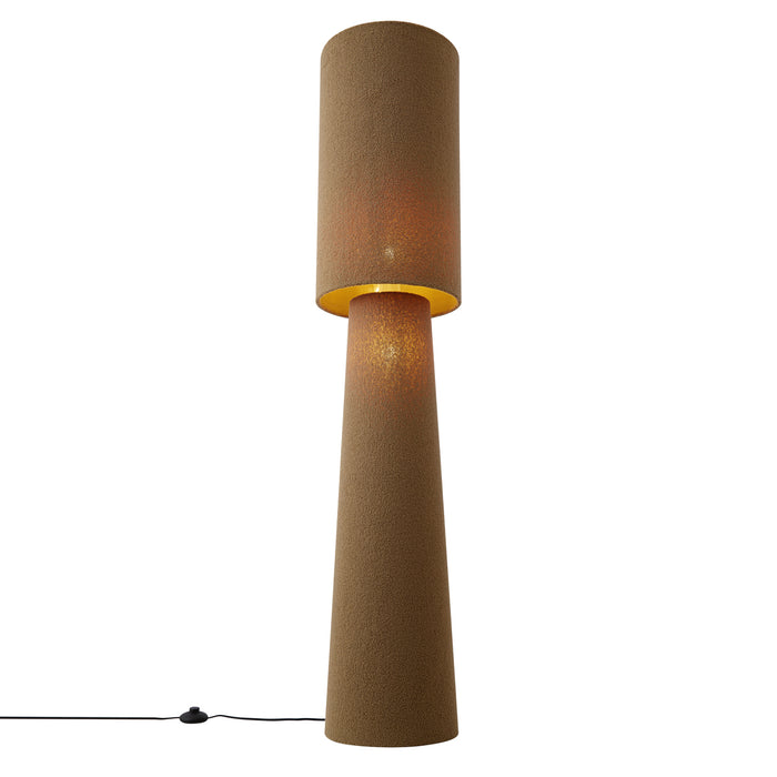 QAZQA Japandi vloerlamp bruin teddy stof 2-lichts - Trompet