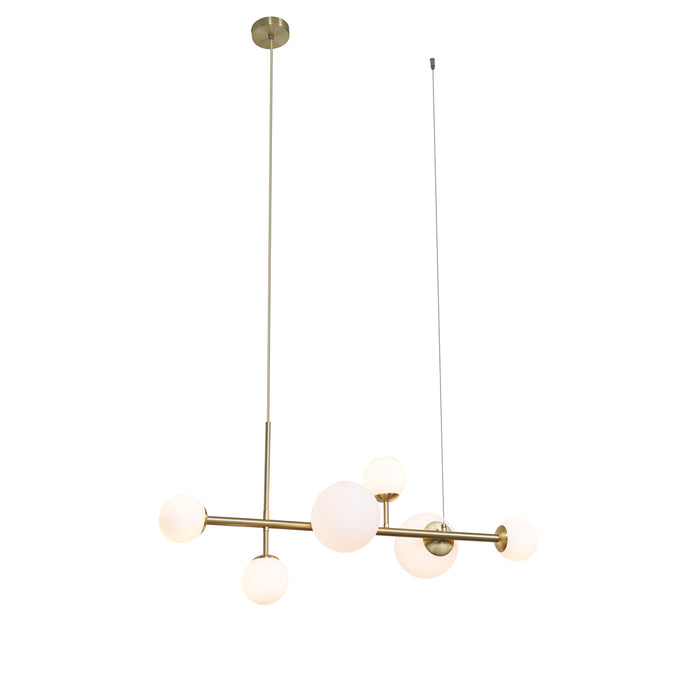 QAZQA Hotel Chique hanglamp goud met opaal wit glas 6-lichts - Monaco