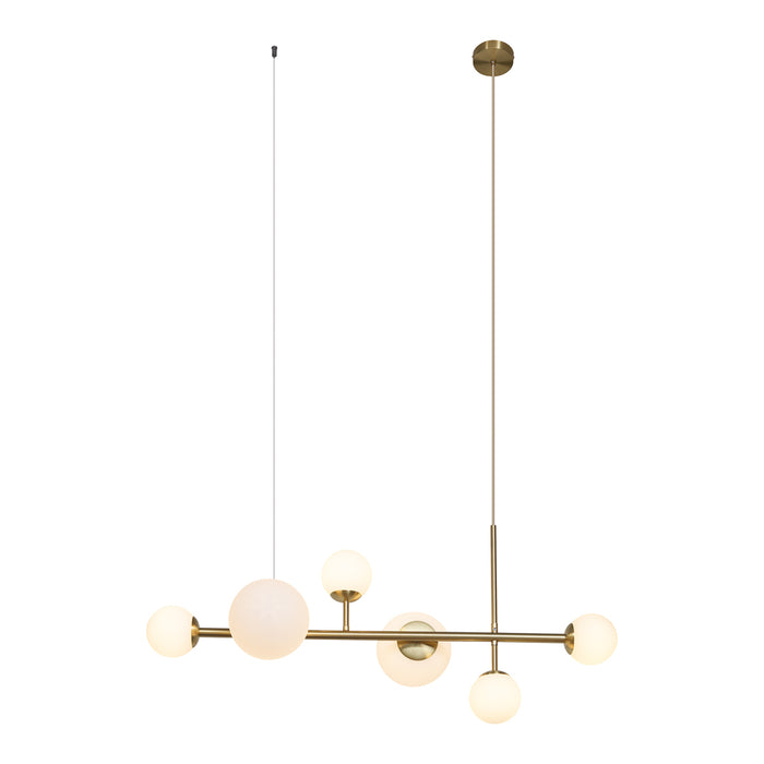 QAZQA Hotel Chique hanglamp goud met opaal wit glas 6-lichts - Monaco