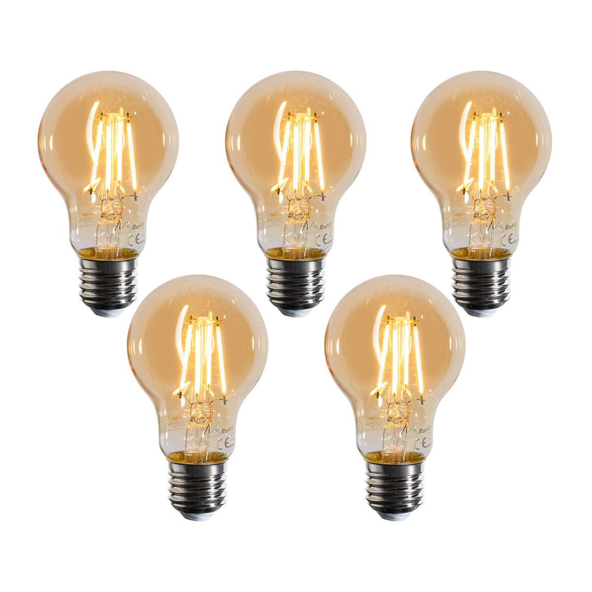 LUEDD Set van 5 E27 dimbare LED lampen A60 goud 4W 420 lm 2200K