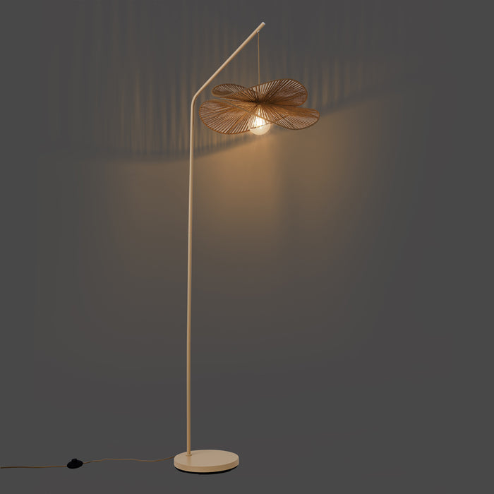 QAZQA Art Deco vloerlamp beige met beige kap - Nest