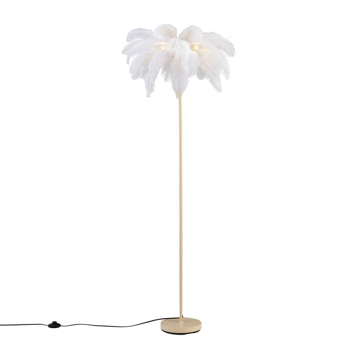QAZQA Art Deco vloerlamp beige met witte veren - Peahen