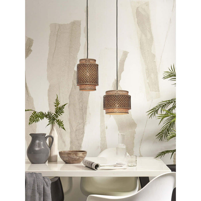 GOOD&MOJO Hanglamp Bhutan - Bamboe|Zwart - Ø25cm