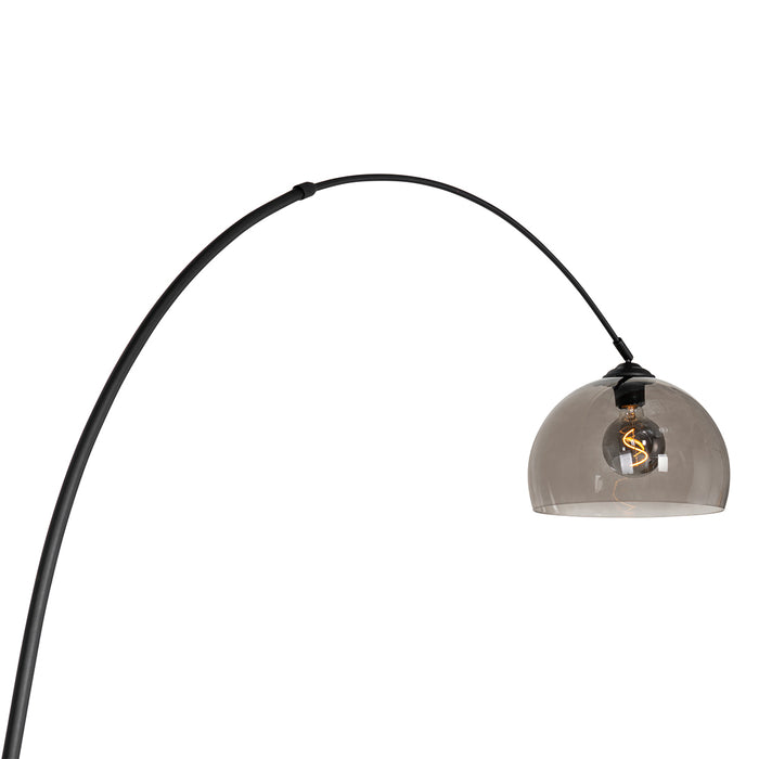 QAZQA Smart booglamp zwart met smoke glas incl. Wifi G95- Arc