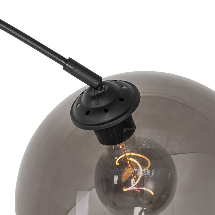QAZQA Smart booglamp zwart met smoke glas incl. Wifi G95- Arc