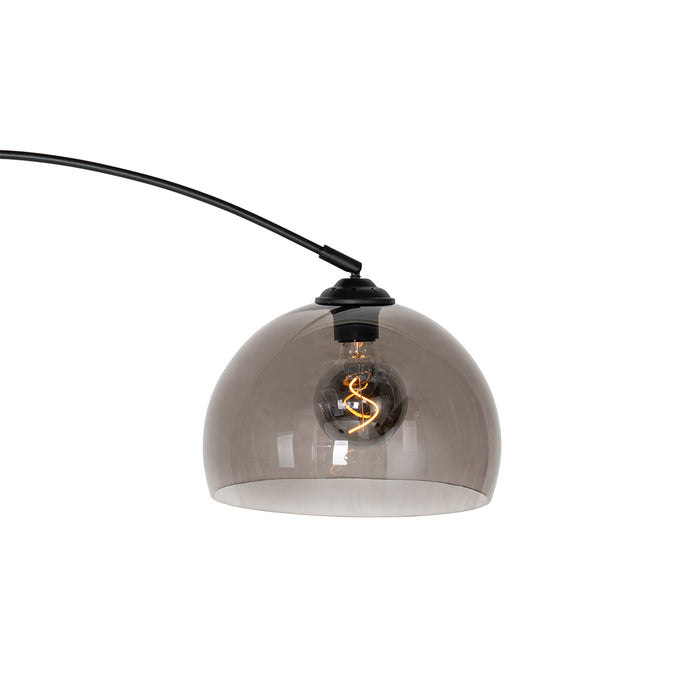 QAZQA Smart booglamp zwart met smoke glas incl. Wifi G95- Arc