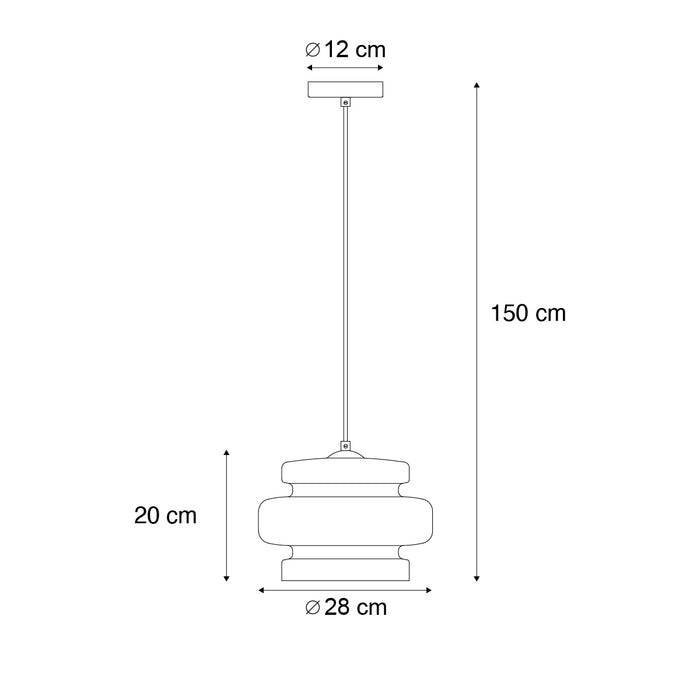 QAZQA Retro hanglamp zwart met oranje glas - Denise
