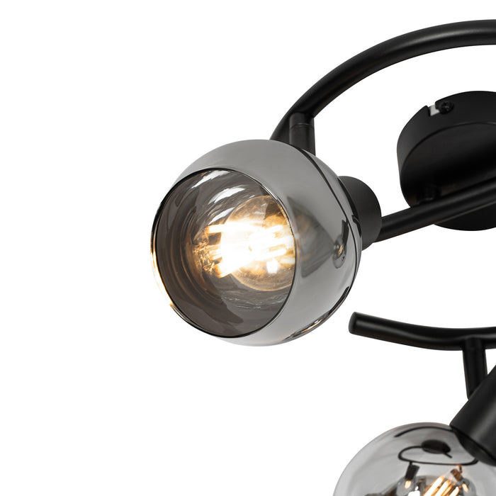 QAZQA Smart plafondspot zwart met smoke glas 3-lichts incl. Wifi P45