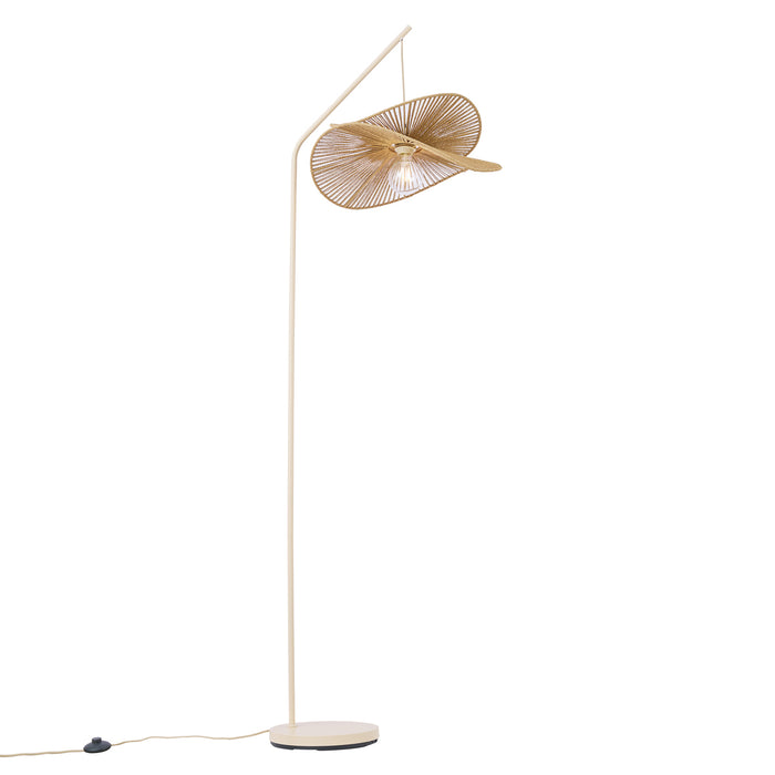 QAZQA Art Deco vloerlamp beige met beige kap - Nest