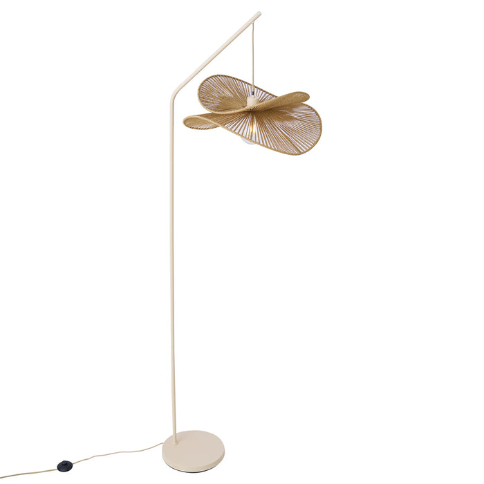 QAZQA Art Deco vloerlamp beige met beige kap - Nest