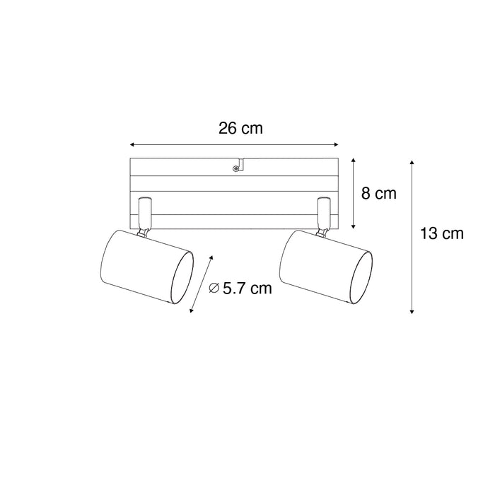QAZQA Smart plafondspot zwart met hout 2-lichts draai- en kantelbaar