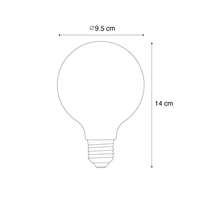 LUEDD Set van 5 E27 dimbare LED lamp spiraal filament G95 goud 4W 270