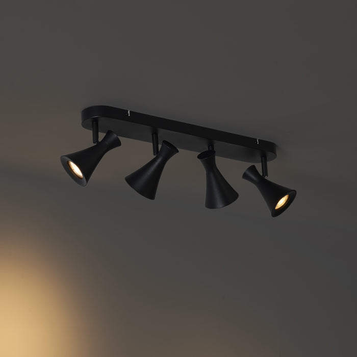 QAZQA Moderne plafondspot zwart 4-lichts draai- en kantelbaar -