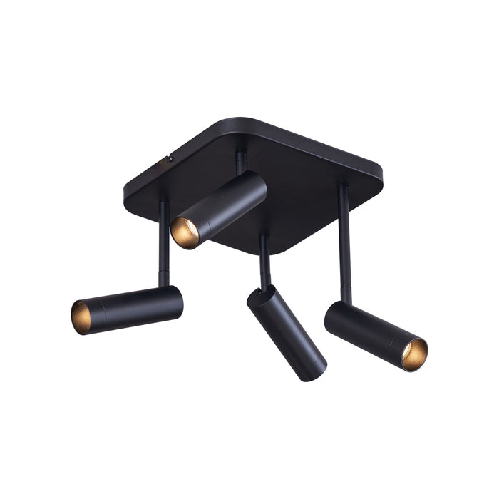 QAZQA Afgeronde plafondspot zwart GU10 35mm 4-lichts draai- en