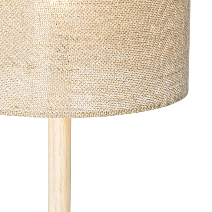 QAZQA Smart vloerlamp hout met linnen kap naturel 32 cm incl. Wifi