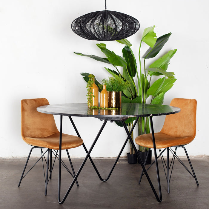 Giga Meubel - Eettafel Marmer Zwart - Ijzer - Coco