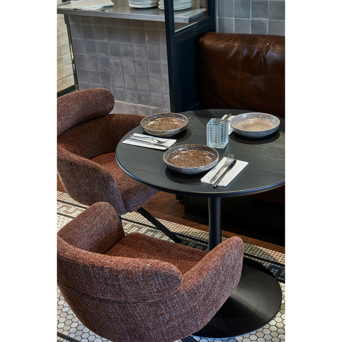 WOOOD Tablo Eettafel Rond Vingerlas - Eiken - Blacknight - Ø80