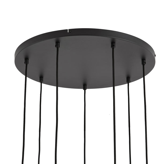 QAZQA Moderne hanglamp zwart met wit glas rond 7-lichts - Misty