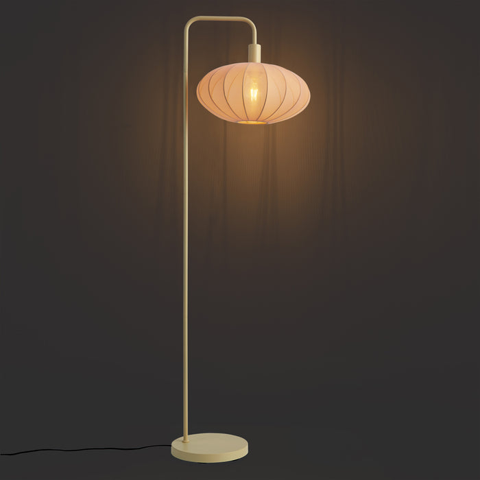 QAZQA Japandi vloerlamp beige met stoffen crème kap - Bida