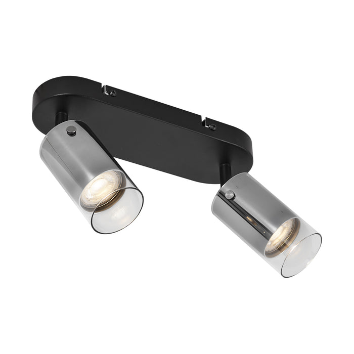 QAZQA Moderne plafondspot gunmetal 2-lichts draai- en verstelbaar -