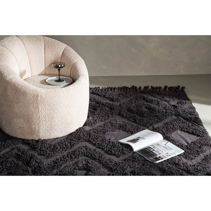 Hioshop Hilma vloerkleed 300x200cm donkergrijs.