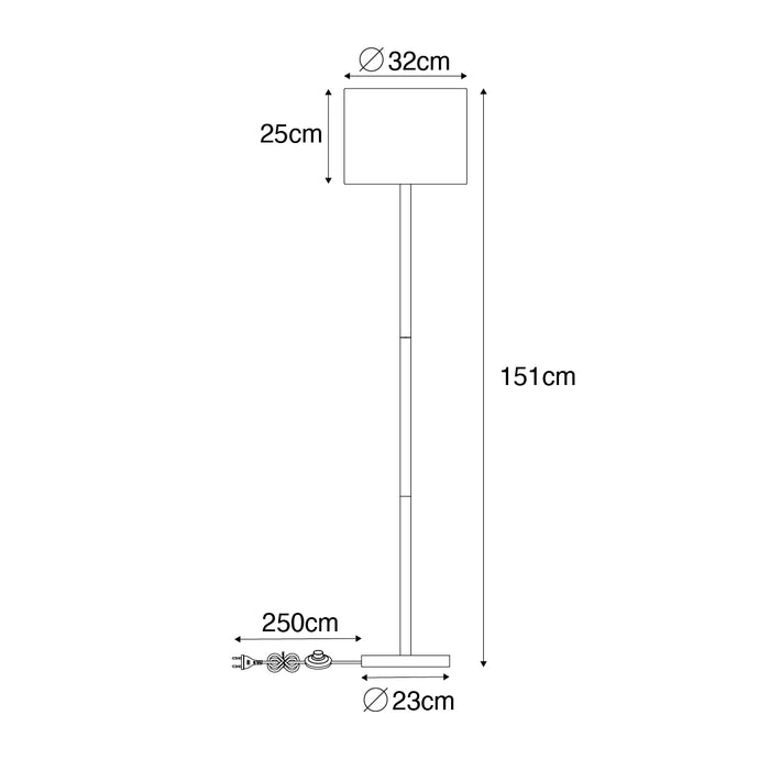 QAZQA Smart vloerlamp hout met linnen kap naturel 32 cm incl. Wifi