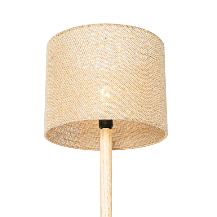 QAZQA Smart vloerlamp hout met linnen kap naturel 32 cm incl. Wifi