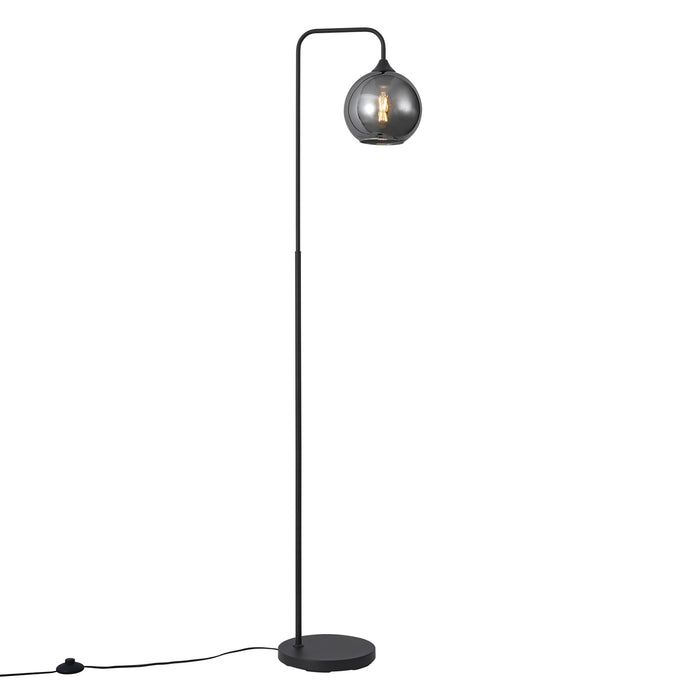 QAZQA Art Deco vloerlamp zwart met smoke glas - Sandra