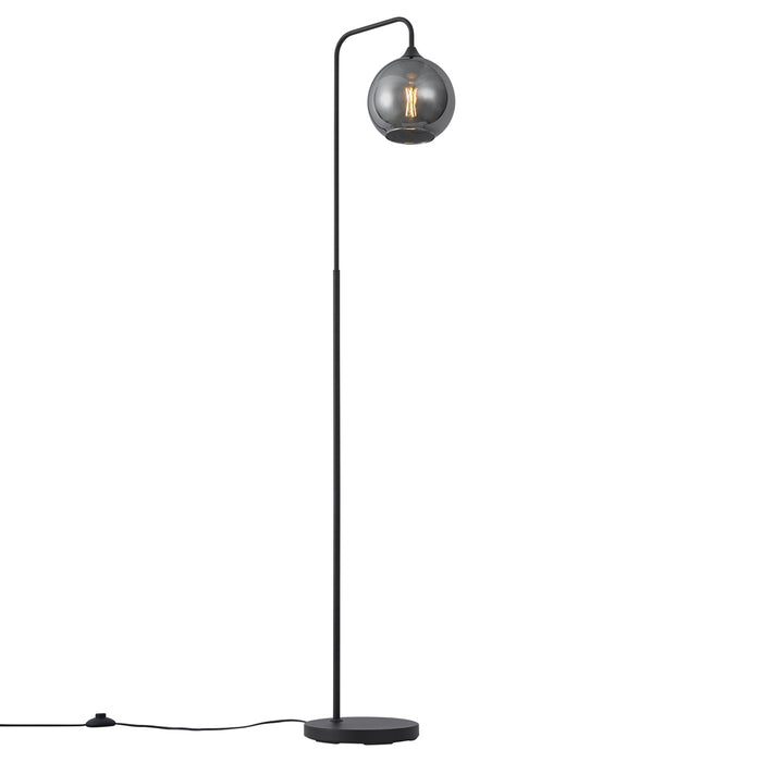 QAZQA Art Deco vloerlamp zwart met smoke glas - Sandra