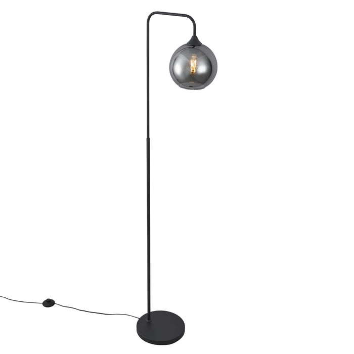 QAZQA Art Deco vloerlamp zwart met smoke glas - Sandra
