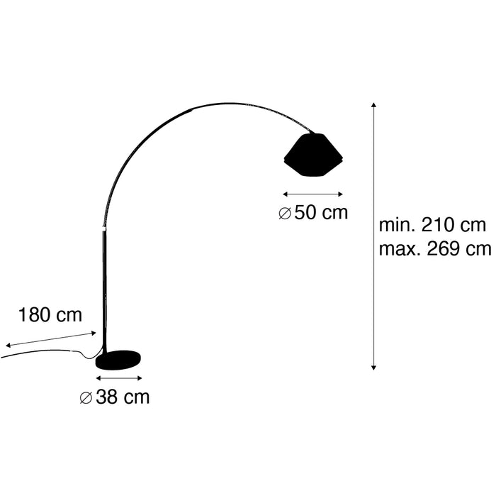 QAZQA Booglamp messing met wit met dubbele velours kap blad dessin en