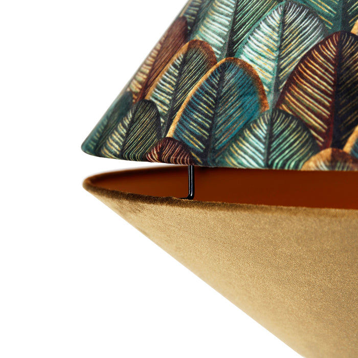 QAZQA Booglamp messing met wit met dubbele velours kap blad dessin en