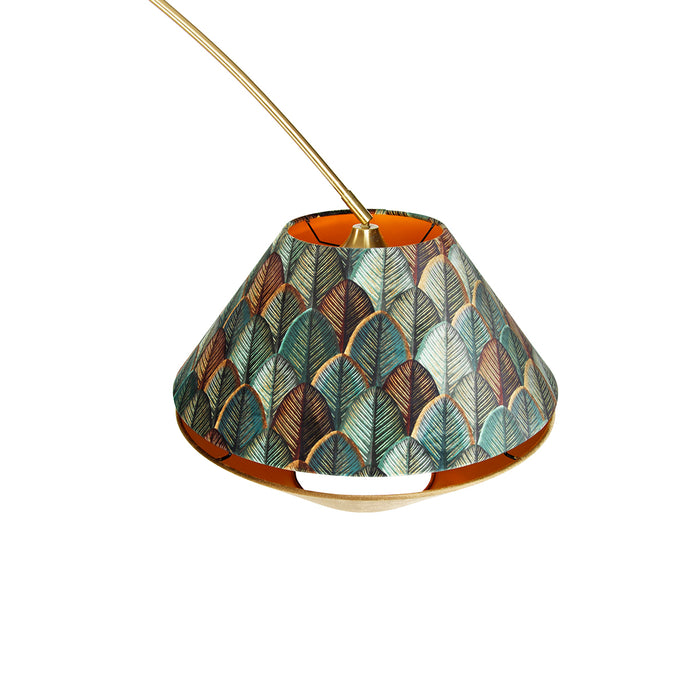 QAZQA Booglamp messing met wit met dubbele velours kap blad dessin en