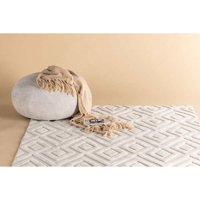 Hioshop Pia vloerkleed 230x160cm wit.