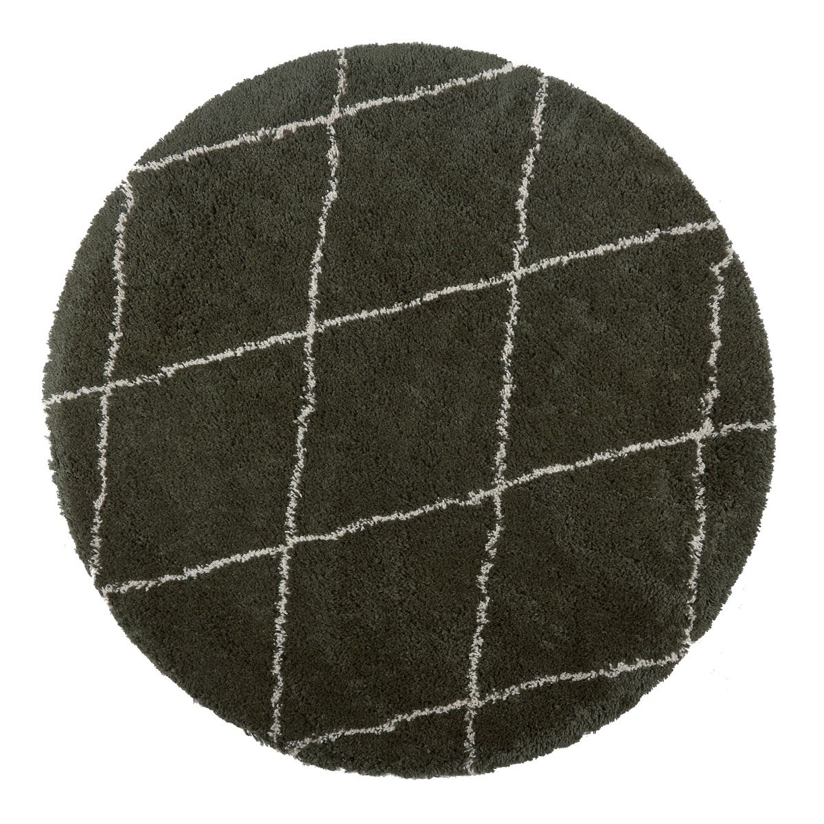 Interieur05 Vloerkleed Berber Kriskros Groen|Wit Rond 160cm