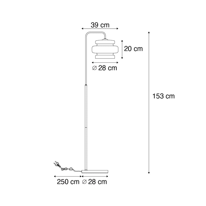 QAZQA Retro vloerlamp zwart met groen glas - Denise