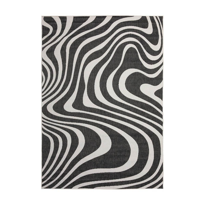 Interieur05 Buitenkleed Swirl Rechthoek - Zwart - Dubbelzijdig