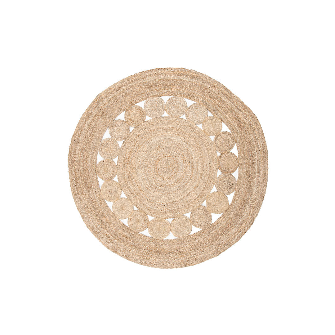 Hioshop Elis vloerkleed Ø200cm naturel.