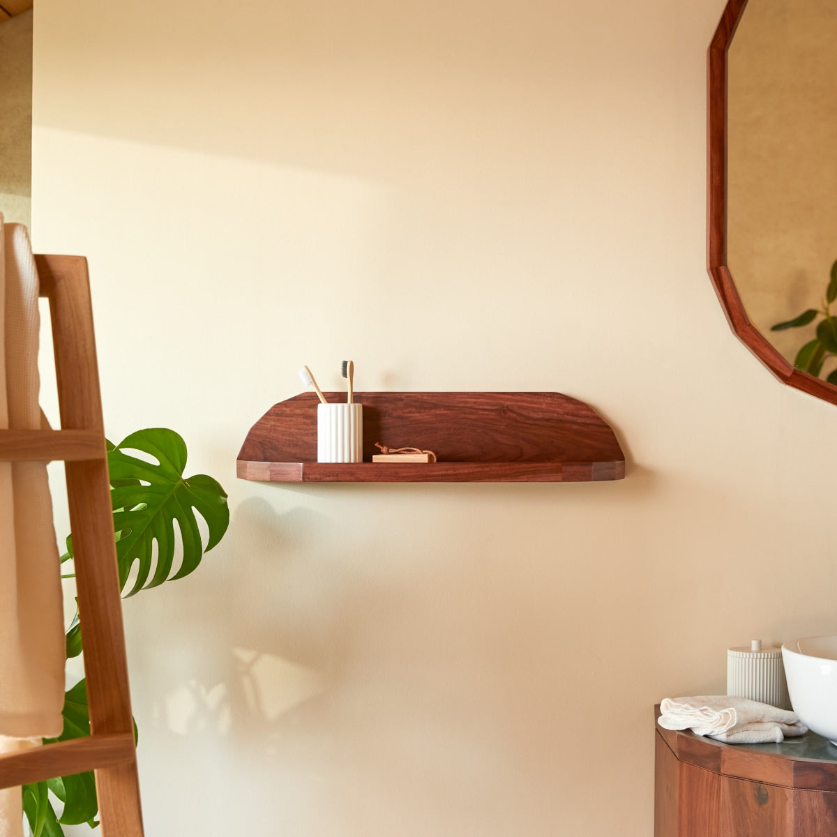 Tikamoon - Badkamerwandplank in massief palissanderhout 60 cm