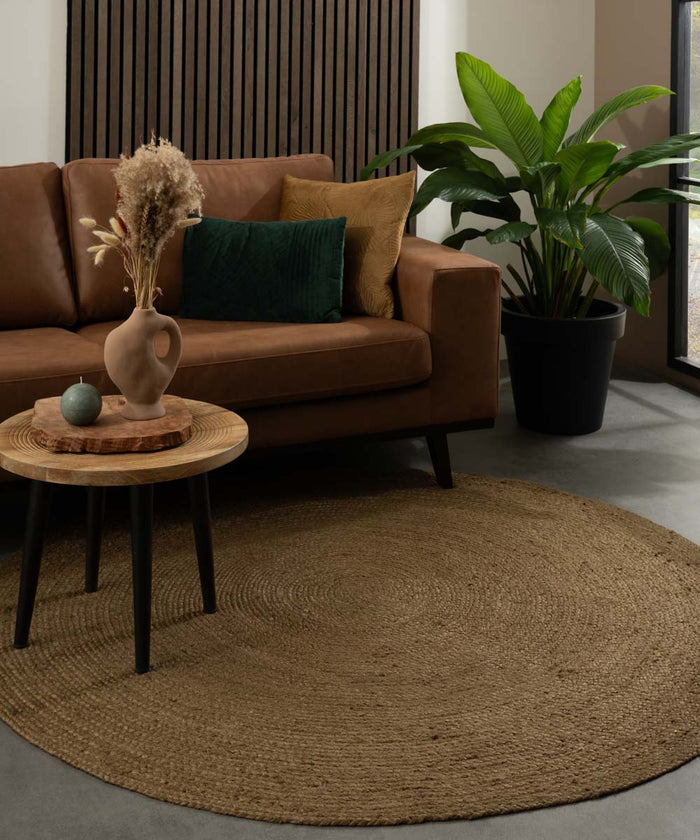 Boho&me Rond jute vloerkleed - Pure - olijfgroen [special edition] -