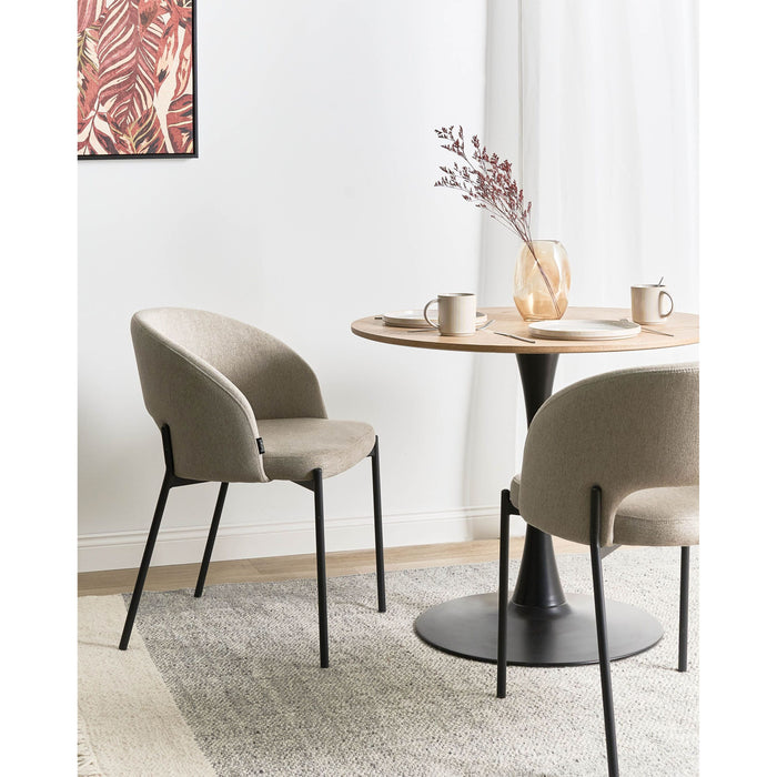 Beliani - PENNY - Eetkamerstoel set van 2 - Zandbeige - Stof
