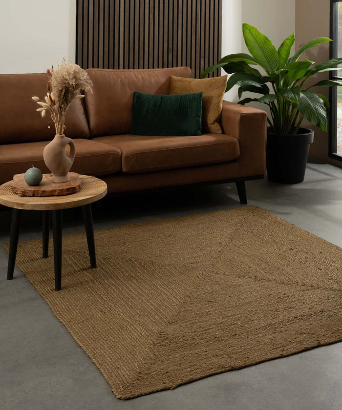 Boho&me Jute vloerkleed vierkant - Pure olijfgroen - 250x250 cm