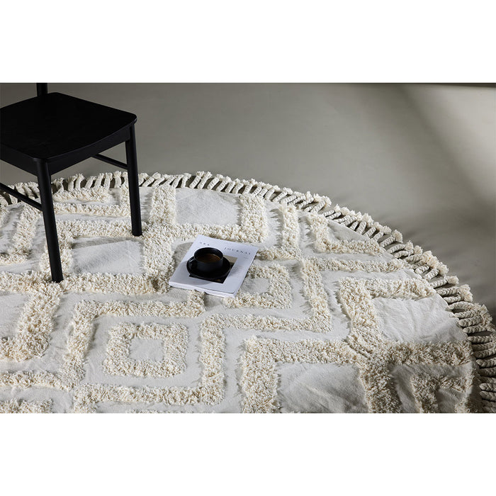 Hioshop Hilma vloerkleed Ø200cm wit.