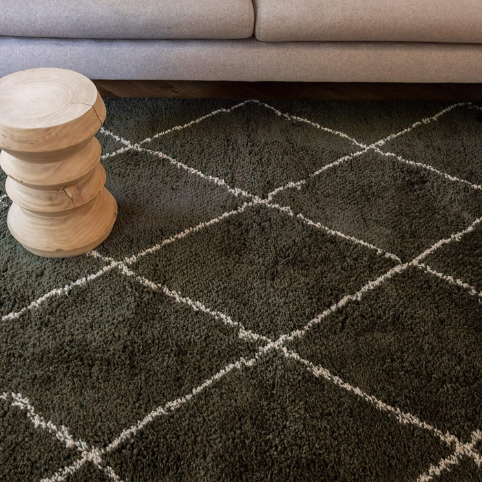 Interieur05 Vloerkleed Berber Kriskros Groen|Wit 160x230cm