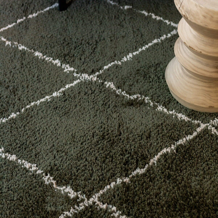 Interieur05 Vloerkleed Berber Kriskros Groen|Wit 160x230cm