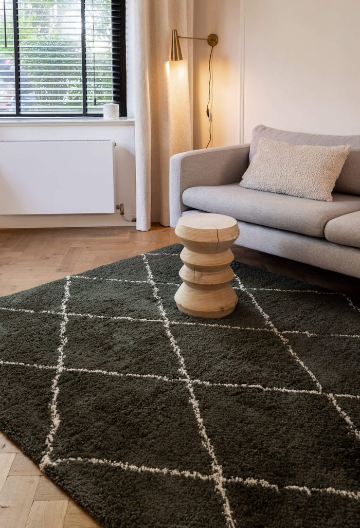 Interieur05 Vloerkleed Berber Kriskros Groen|Wit 160x230cm