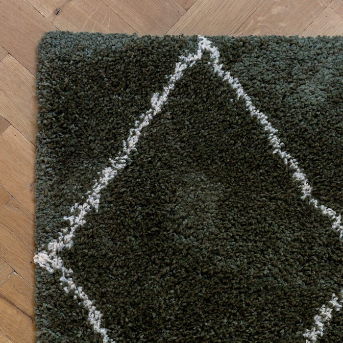 Interieur05 Vloerkleed Berber Kriskros Groen|Wit 200x290cm