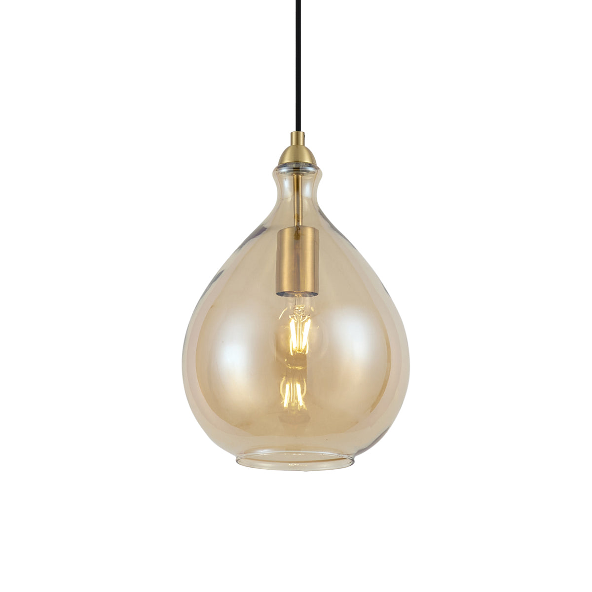 QAZQA Moderne hanglamp goud met amber glas - Traditional