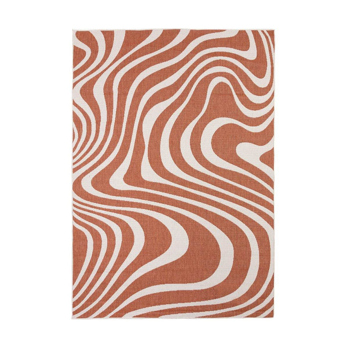 Interieur05 Buitenkleed Swirl Rechthoek - Roest - Dubbelzijdig