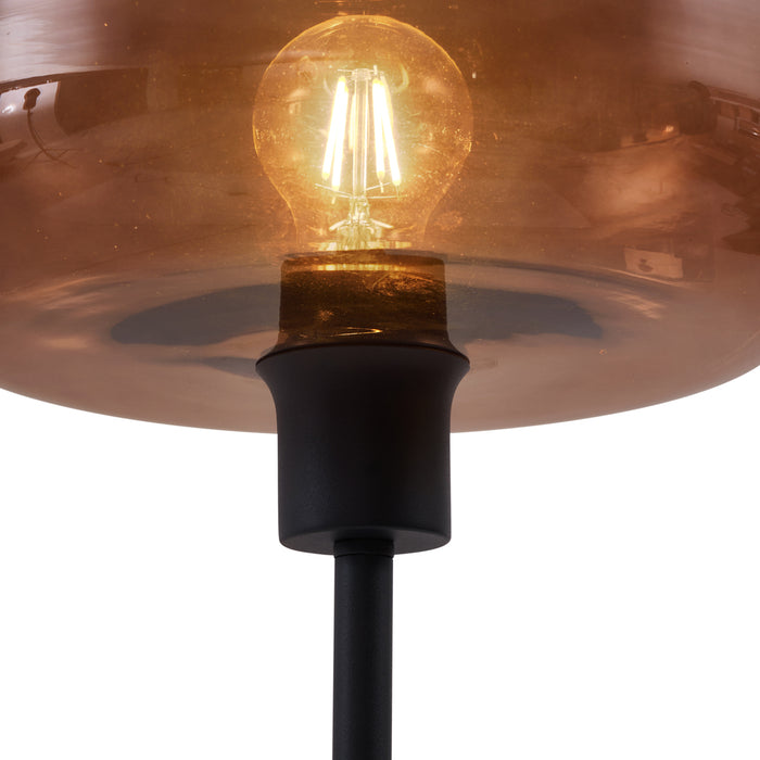 QAZQA Retro vloerlamp zwart met brons glas - Bizle